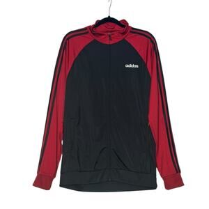 Adidas black red 3-stripes track jacket size Large